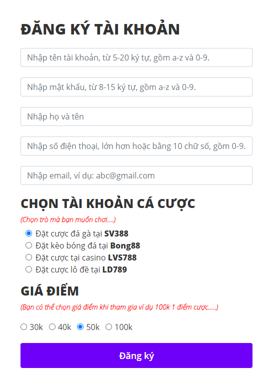 Đăng ký tài khoản nhà cái SV388