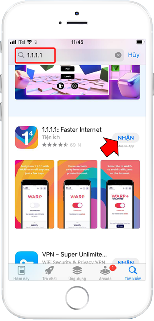 Tải VPN 1.1.1.1 trên app store